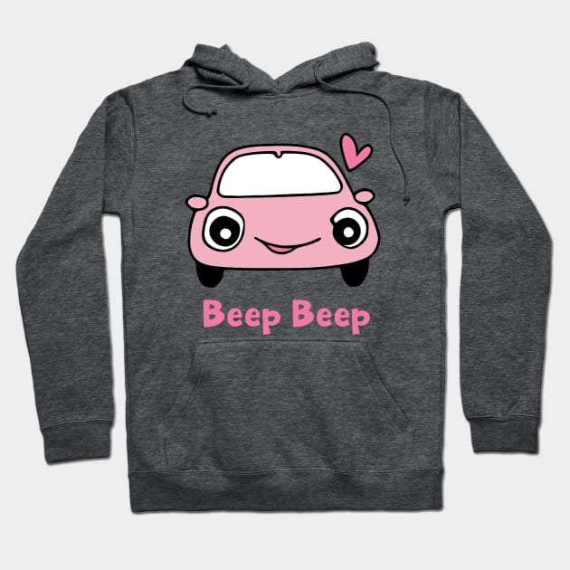Beep Beep Kawaii Cute Car Hoodie by KayBee Gift Shop